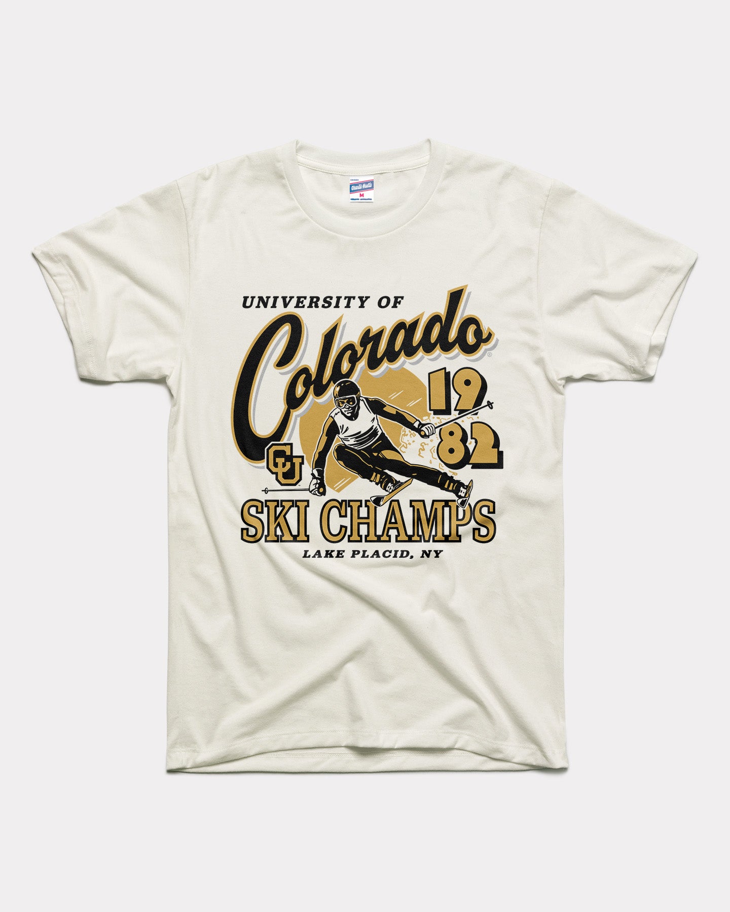 Colorado Buffaloes Ski Champs Vintage White T-Shirt | CHARLIE HUSTLE