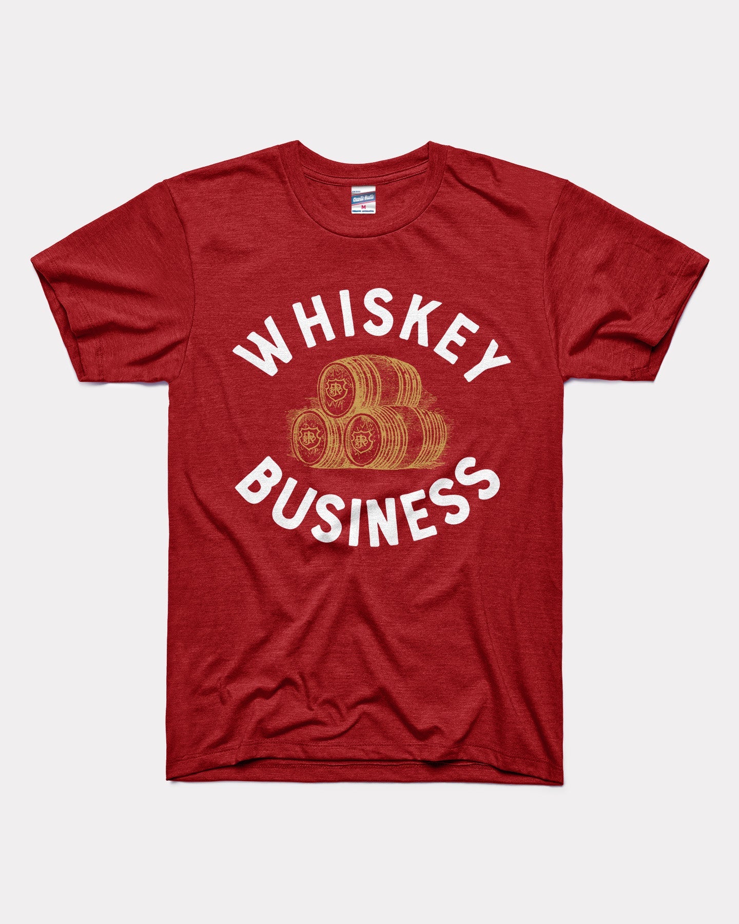 Rieger Whiskey Business Cardinal T Shirt CHARLIE HUSTLE