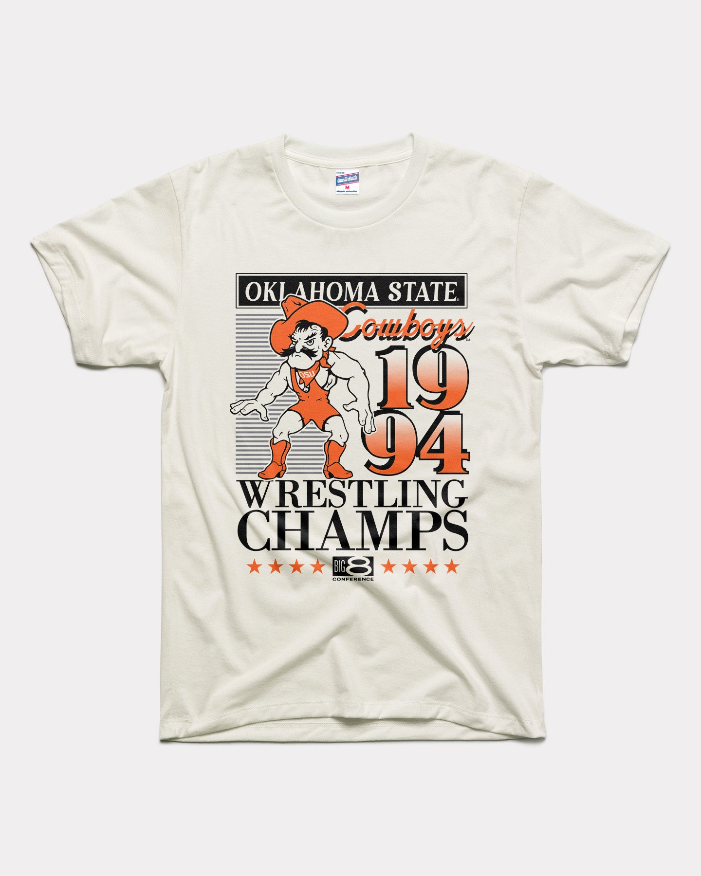 OSU Cowboys 1994 Wrestling Champs White T-Shirt CHARLIE HUSTLE