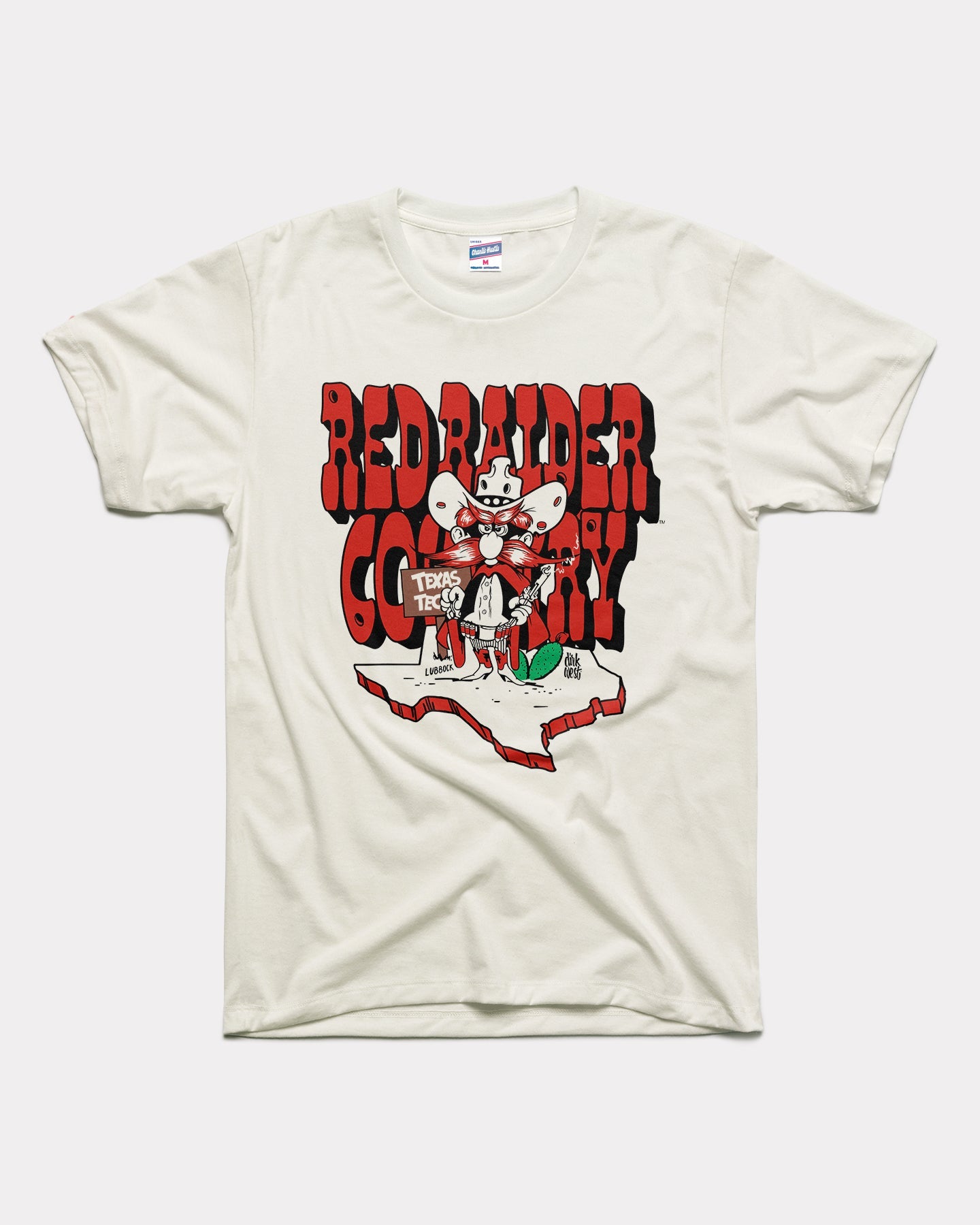 Texas Tech Red Raider Country Vintage White T-Shirt CHARLIE HUSTLE