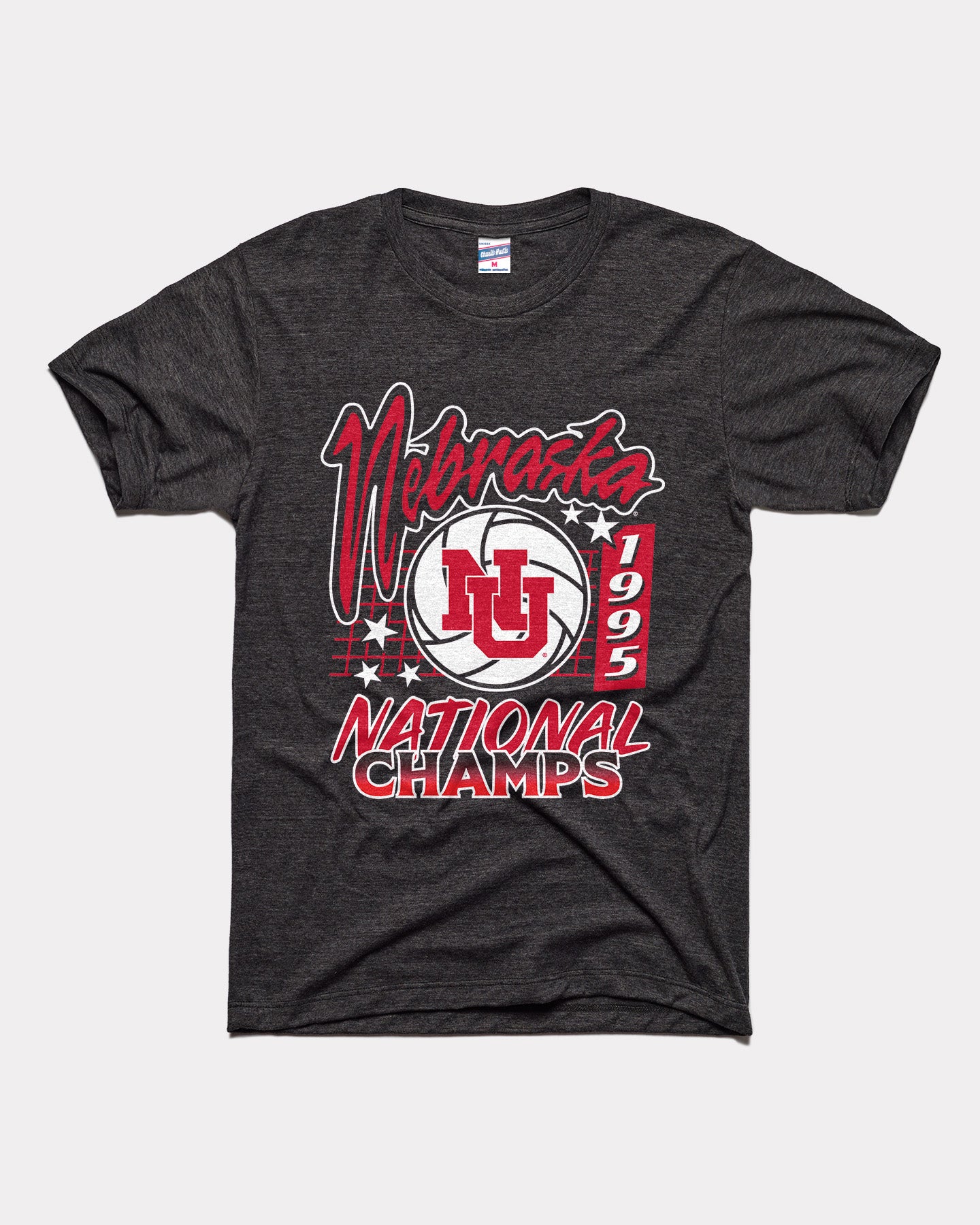Nebraska Cornhuskers 1995 Volleyball Black T-Shirt | CHARLIE HUSTLE