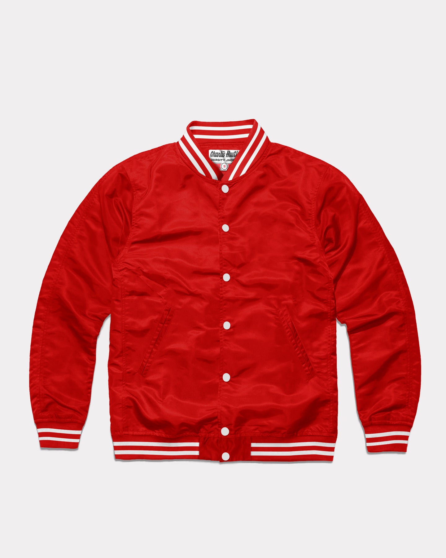 Essentials Collection Red Letterman Jacket CHARLIE HUSTLE