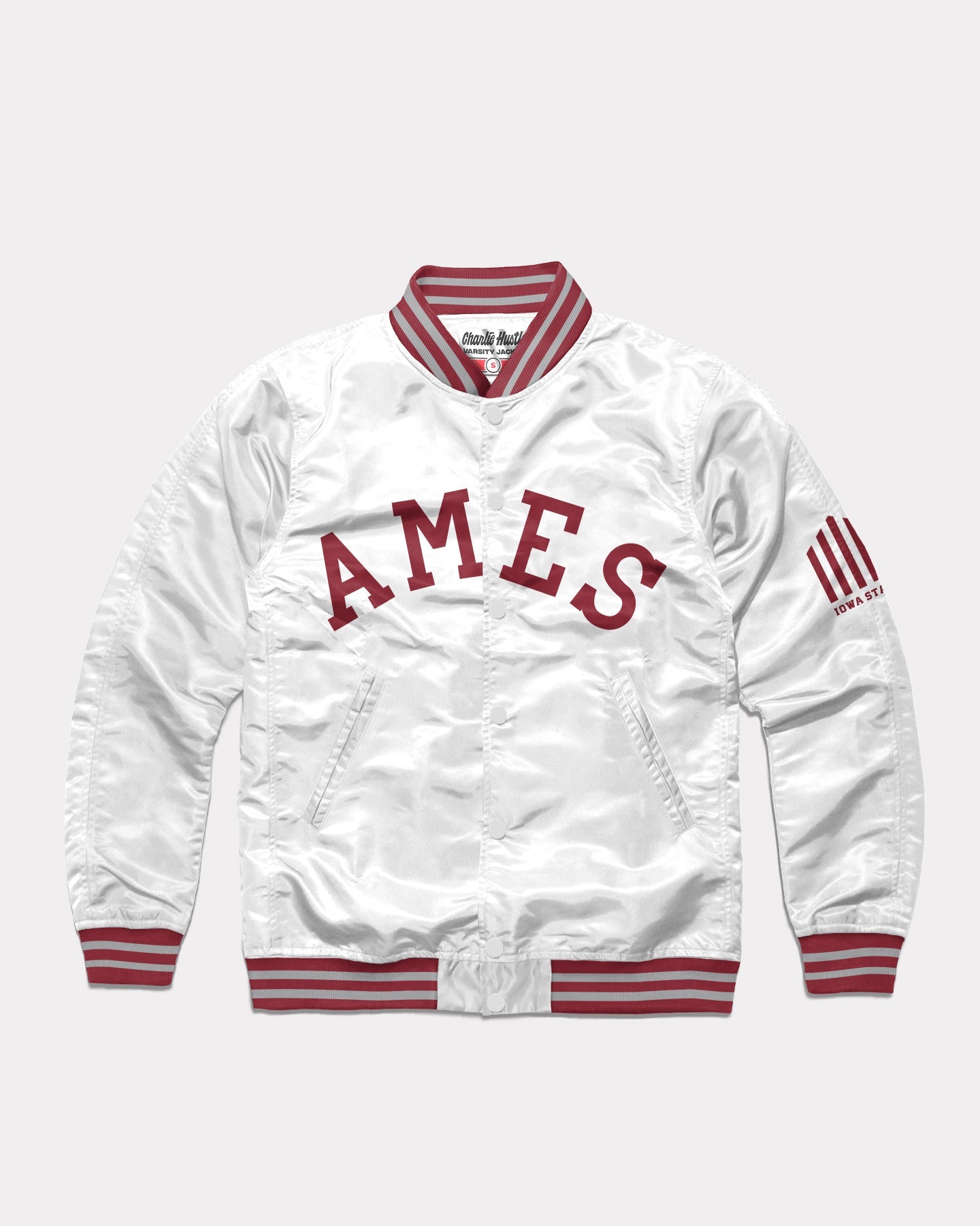 AMES Arch Iowa State Vintage White Varsity Jacket