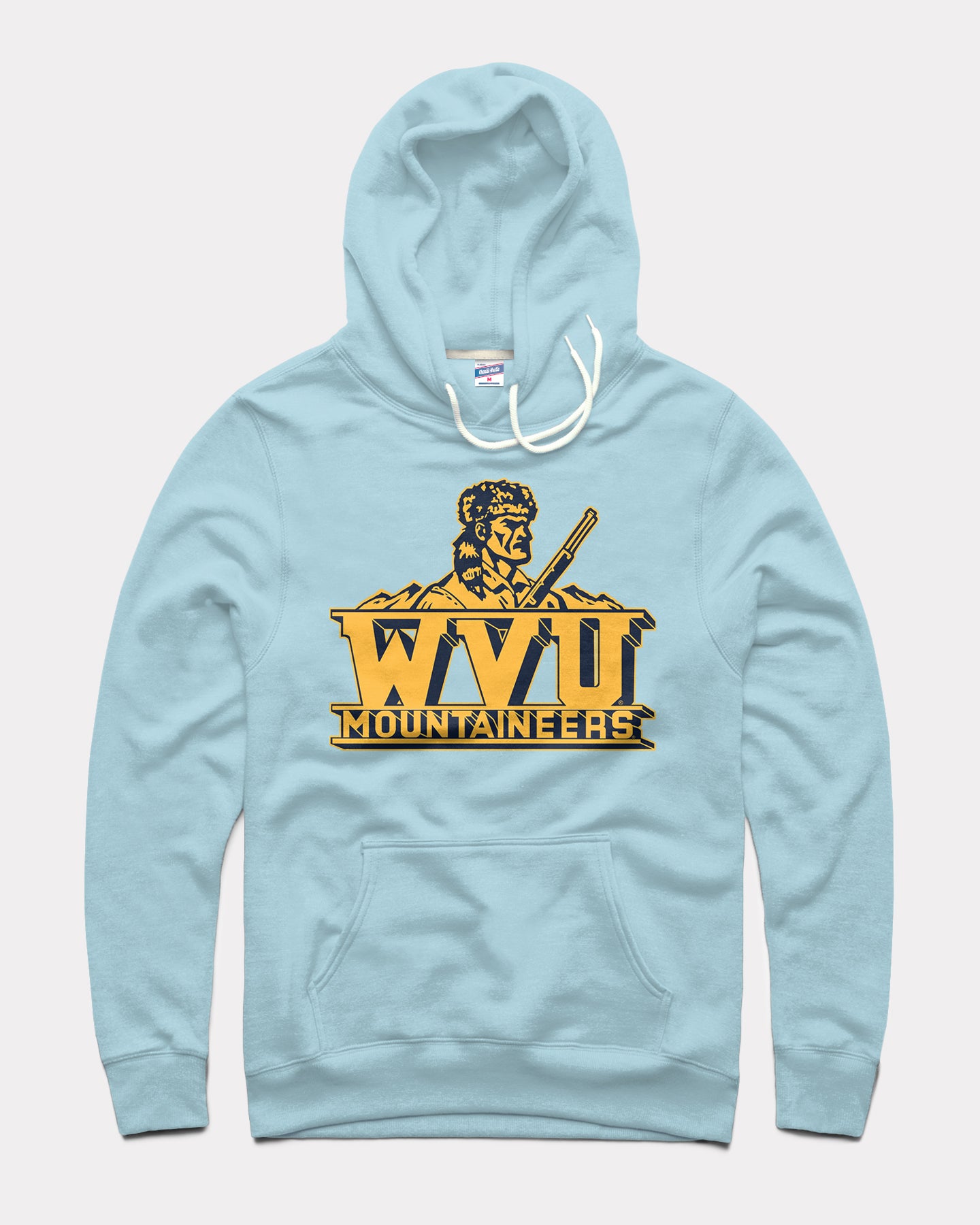 WVU Mountaineers Stamp Powder Blue Hoodie | CHARLIE HUSTLE