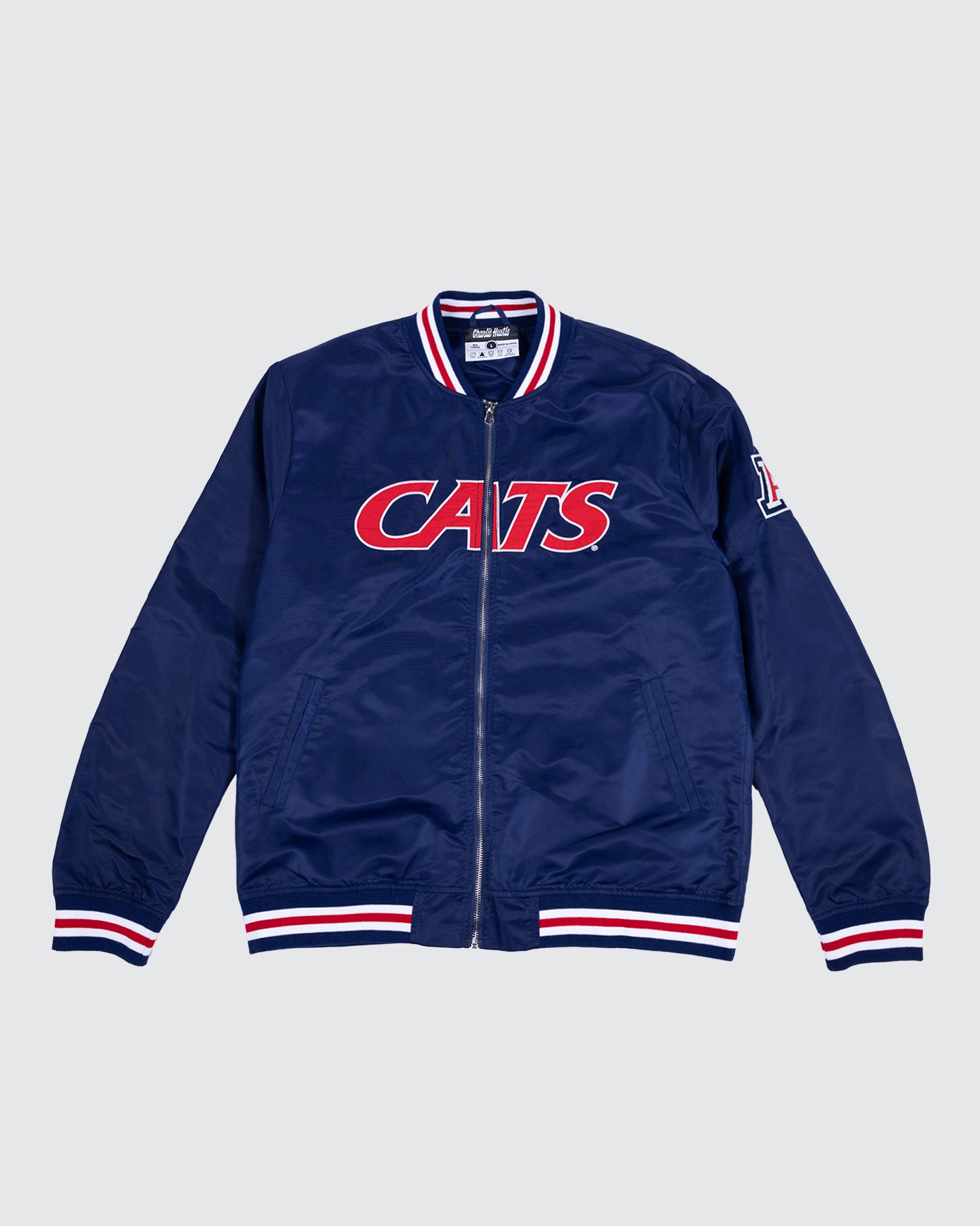 Arizona Cats Wordmark Navy Varsity Jacket | Charlie Hustle