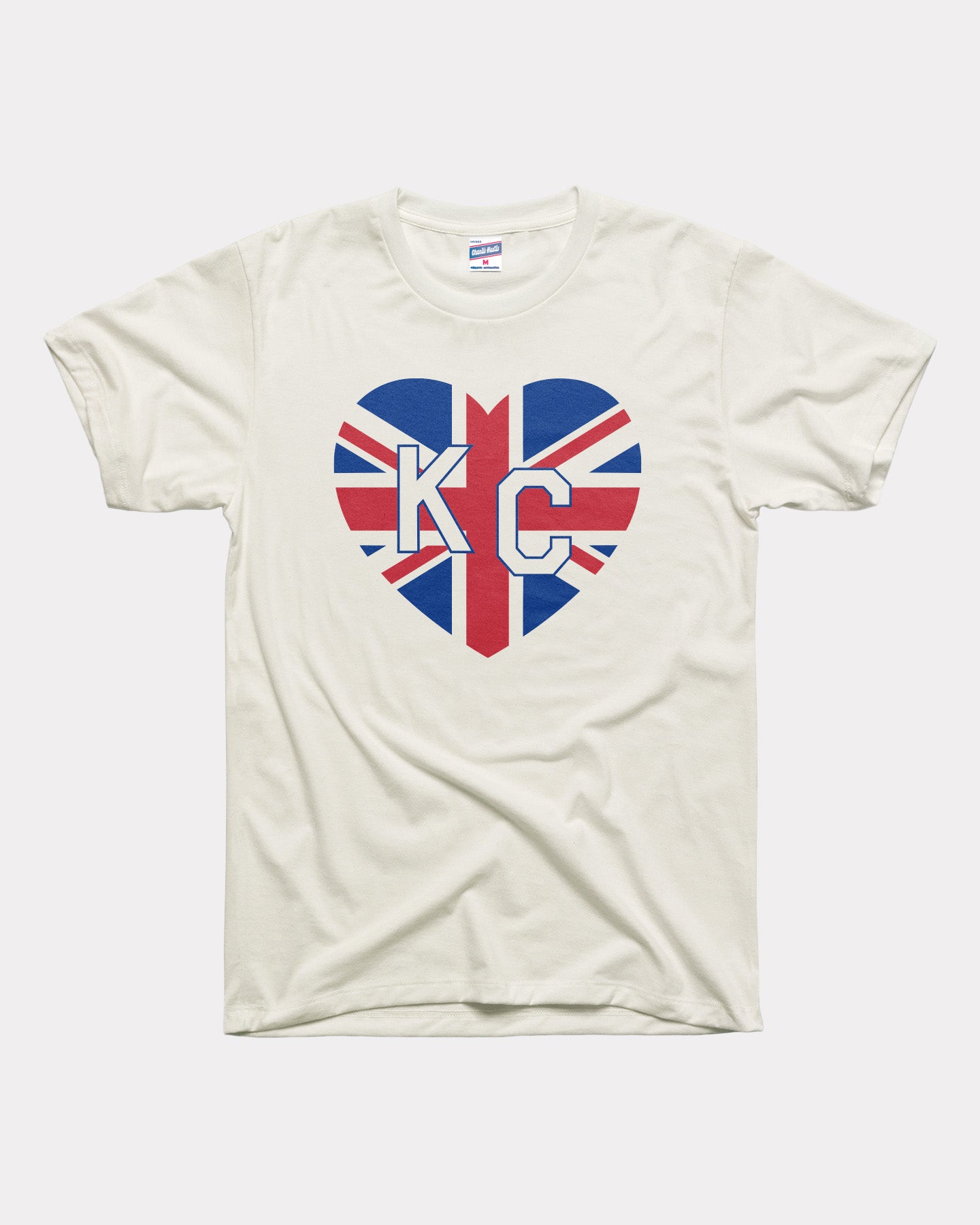 Great Britain KC Heart White Tee | CHARLIE HUSTLE