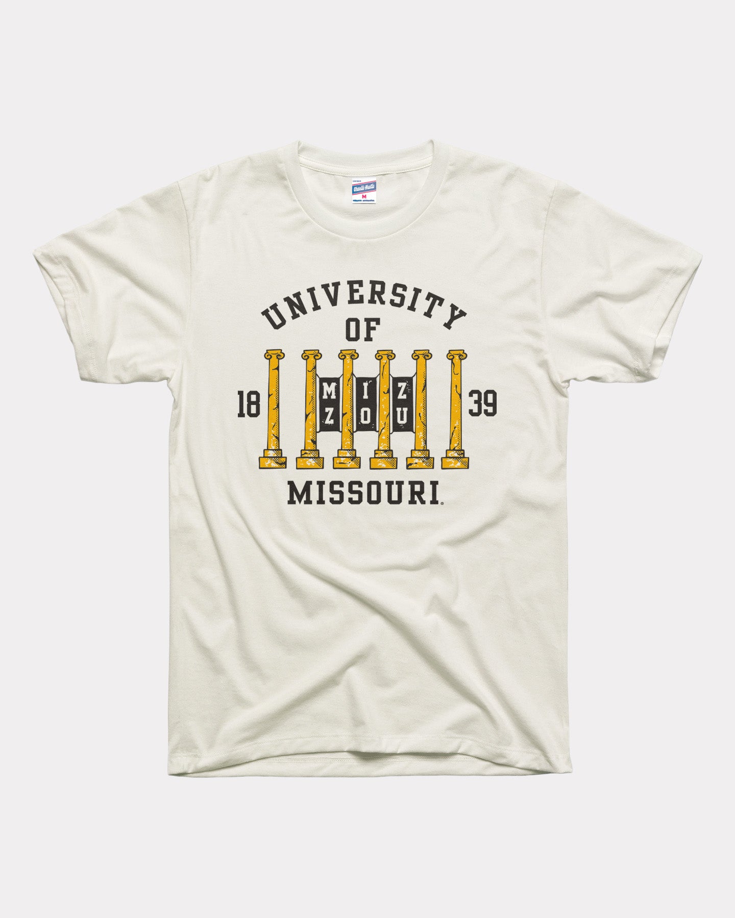 Mizzou Columns Vintage White T-Shirt | Charlie Hustle