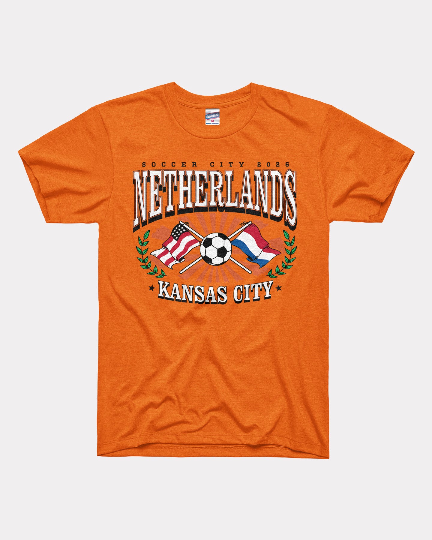 Netherlands Soccer City 2026 Heather Orange T-Shirt | CHARLIE HUSTLE