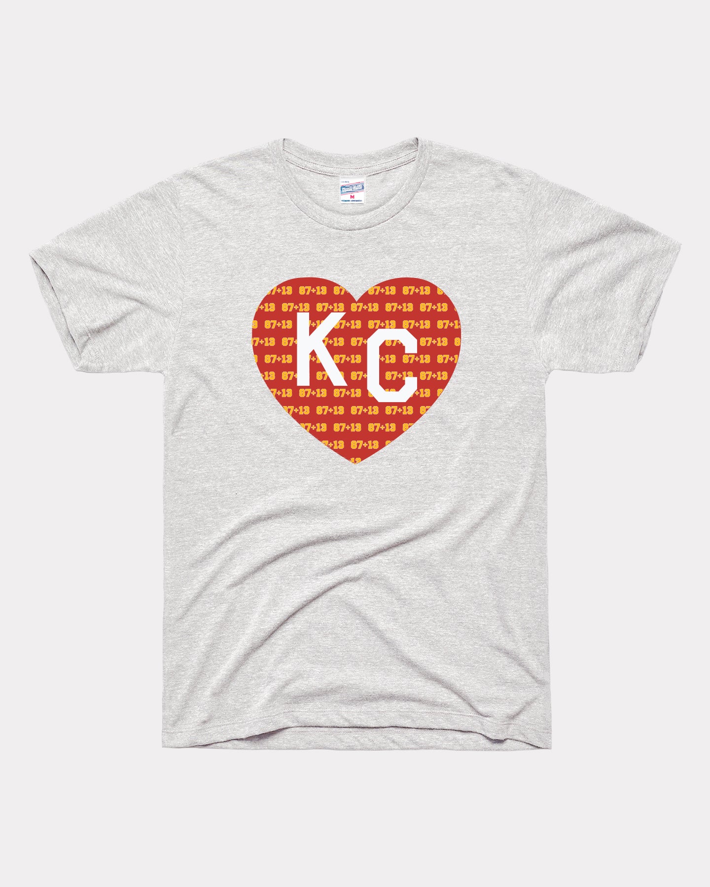 Numerology Love Story KC Heart Ash T-Shirt | Charlie Hustle 33 / L, image size:1440x1800