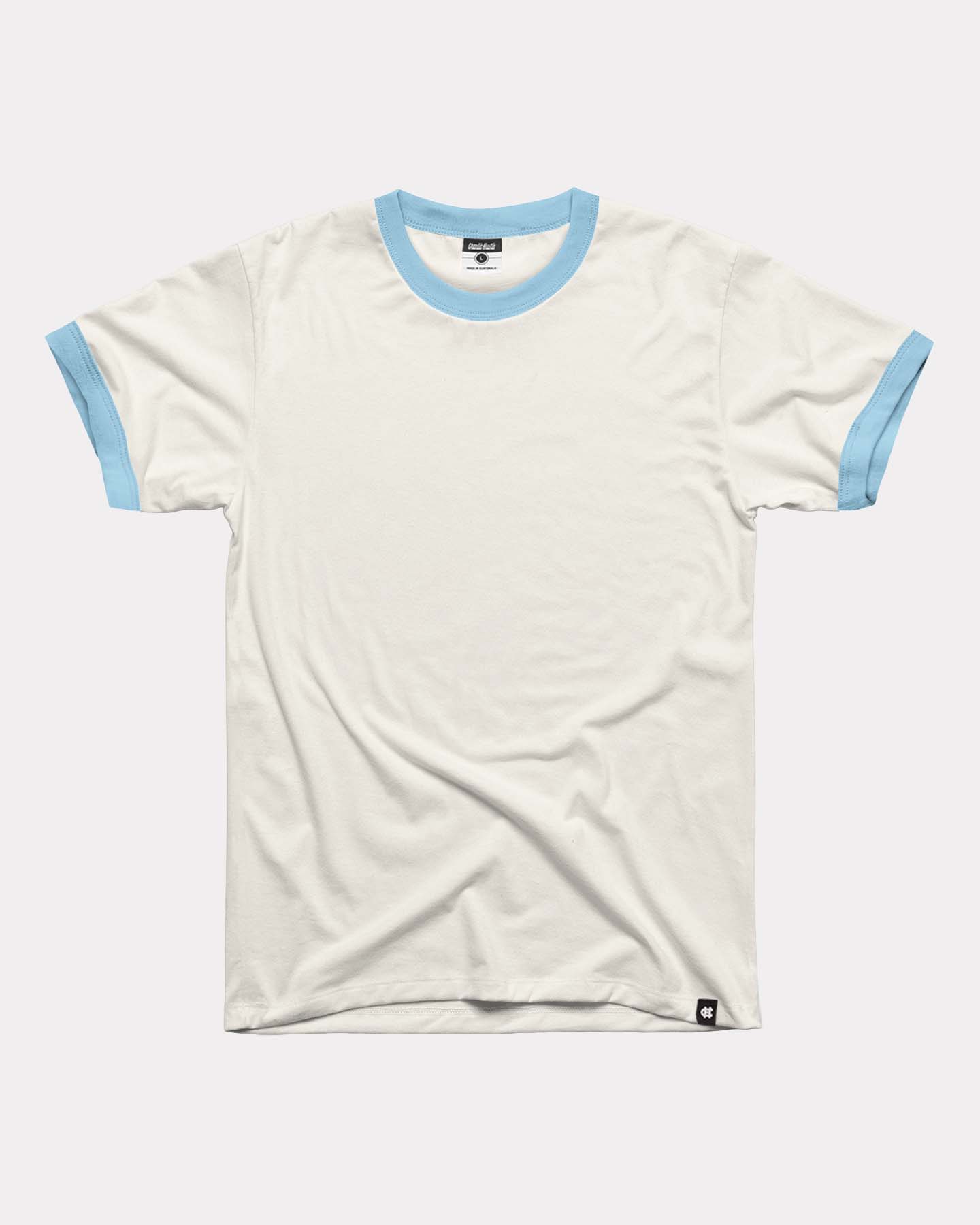 Essential White & Powder Blue Unisex Ringer | CHARLIE HUSTLE