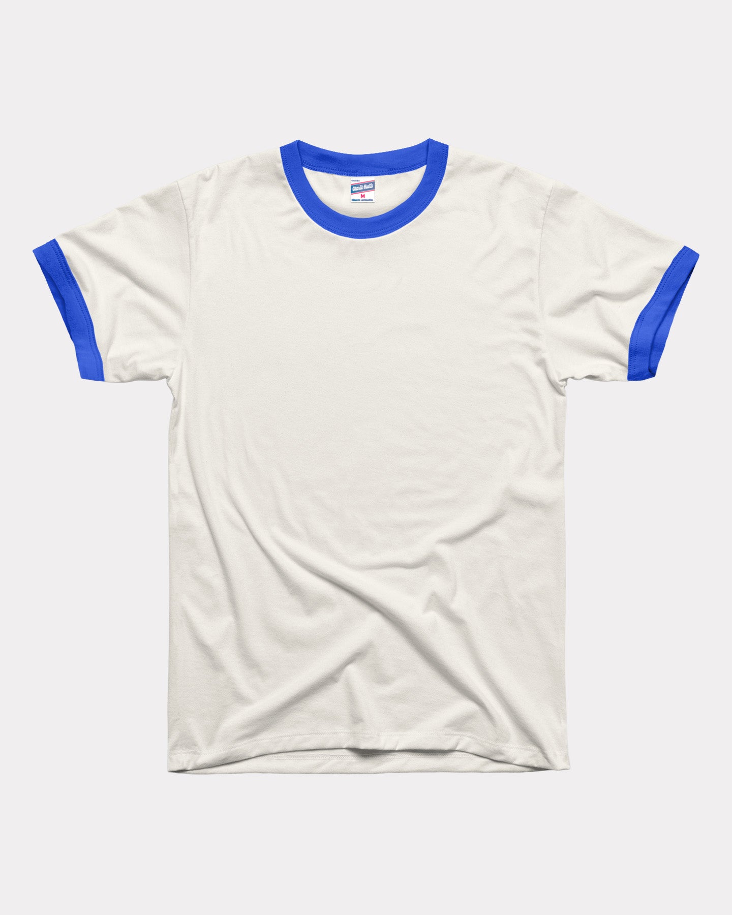 White & Royal Unisex Essential Ringer | CHARLIE HUSTLE