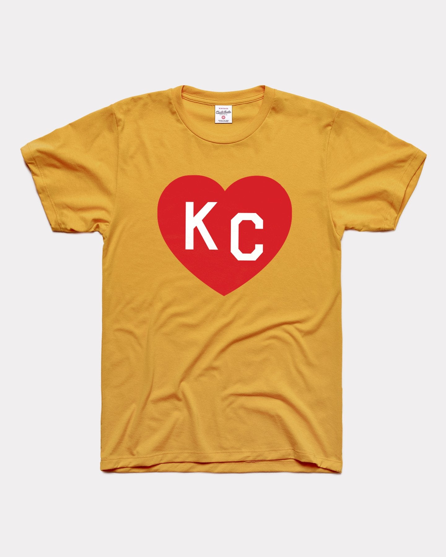 Gold & Red KC Heart Vintage T-Shirt | Charlie Hustle 18 / M