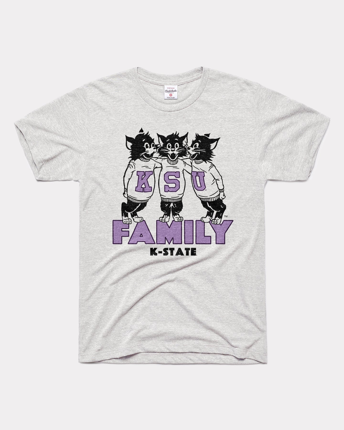 kansas state fan gear KSU Family K-State Wildcats Ash Grey Vintage T-Shirt