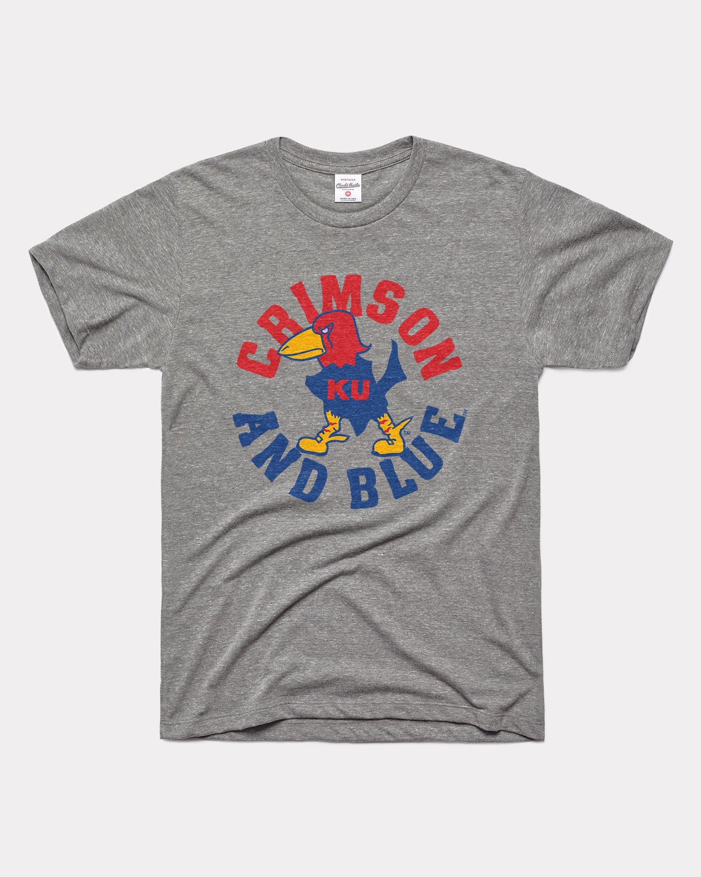 KU Crimson and Blue Grey Vintage T-Shirt | CHARLIE HUSTLE