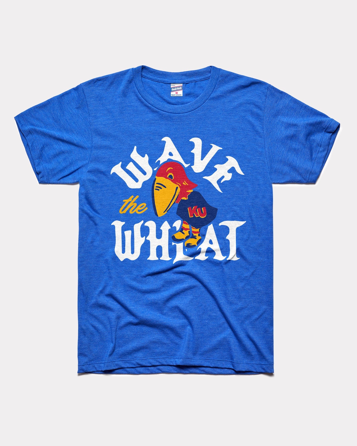kansas jayhawks gear Wave the Wheat KU Basketball Royal Vintage T-Shirt