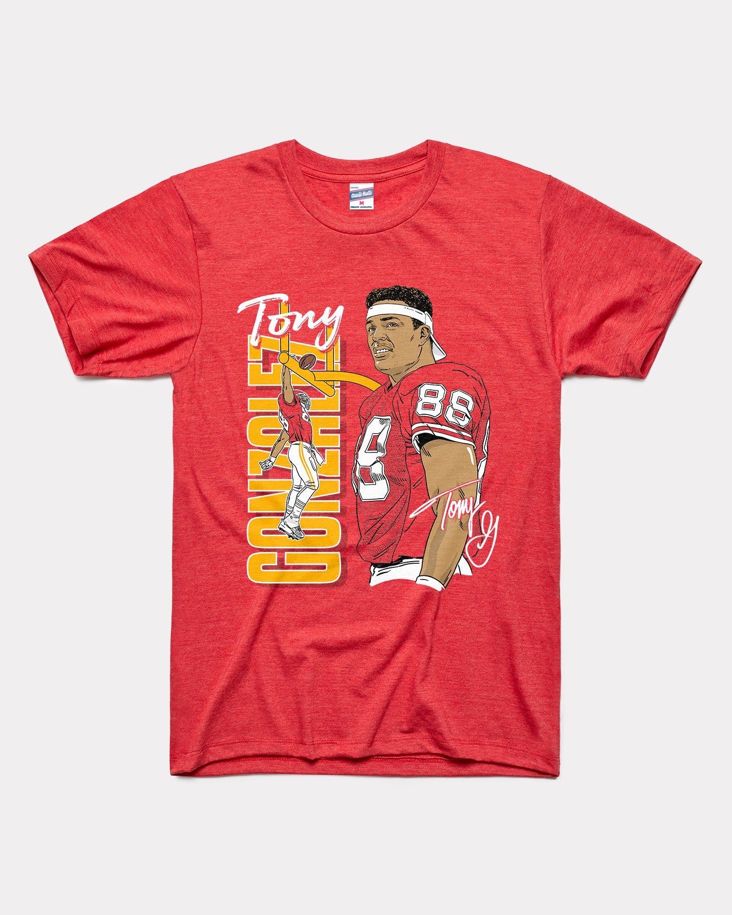 Tony Gonzalez Dunking Football Red Vintage T-Shirt | Charlie Hustle 10 / L