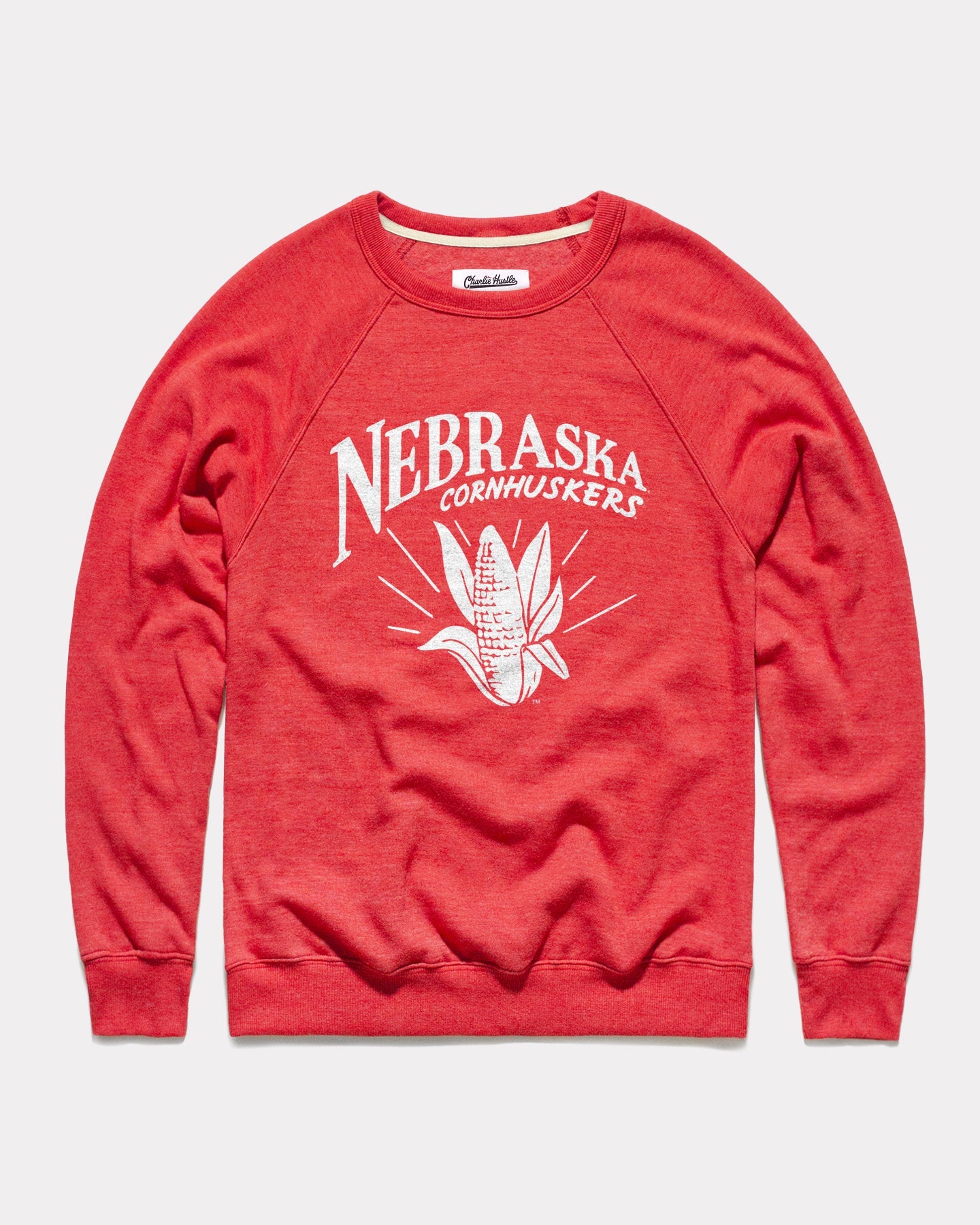 University Of Nebraska Pennant Red Vintage Crewneck CHARLIE HUSTLE