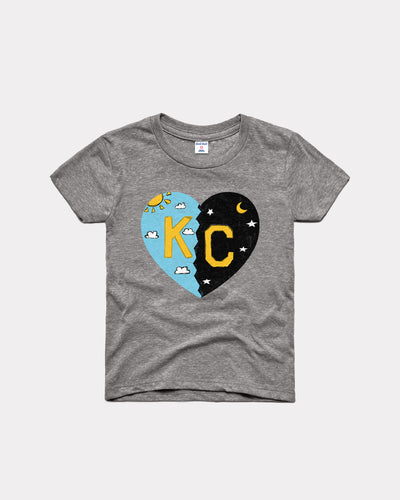 Kids Grey Junior Achievement KC Heart Vintage Youth T-Shirt