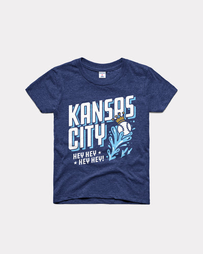 Kids Navy Hey Hey Hey Hey Kansas City Vintage Youth T-Shirt