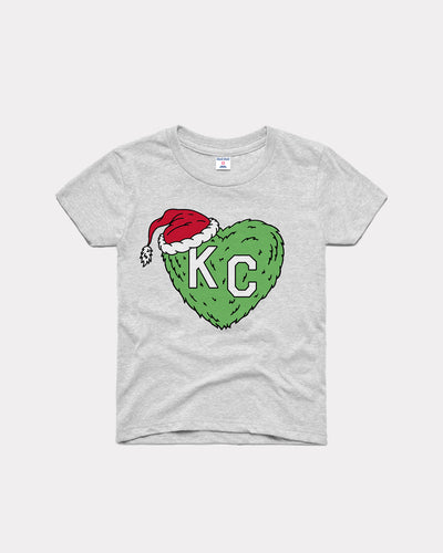 Kids Ash Grey Grinch KC Heart Vintage Youth T-Shirt