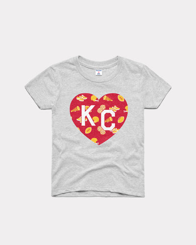 Kids KC Football Heart Ash T-Shirt