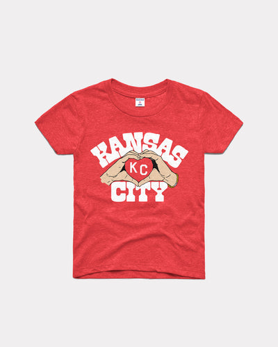 Kids Red KC Heart Hands Vintage Youth T-Shirt