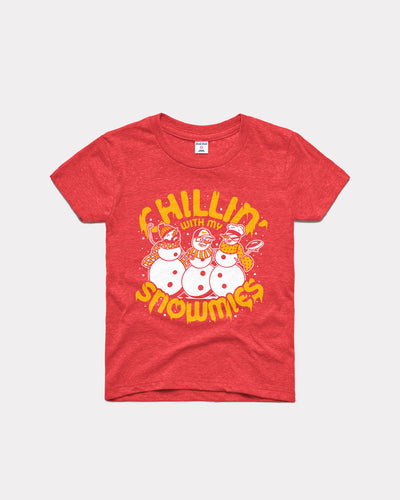 Kids Red Chillin With My Snowmies Vintage Youth T-Shirt