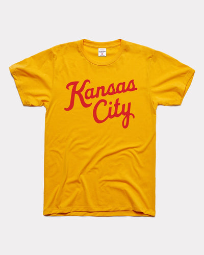 Gold & Red Kansas City Script Vintage T-Shirt