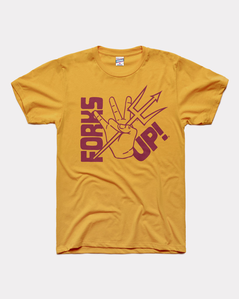 Arizona State Sundevils Forks Up Gold T-Shirt | CHARLIE HUSTLE