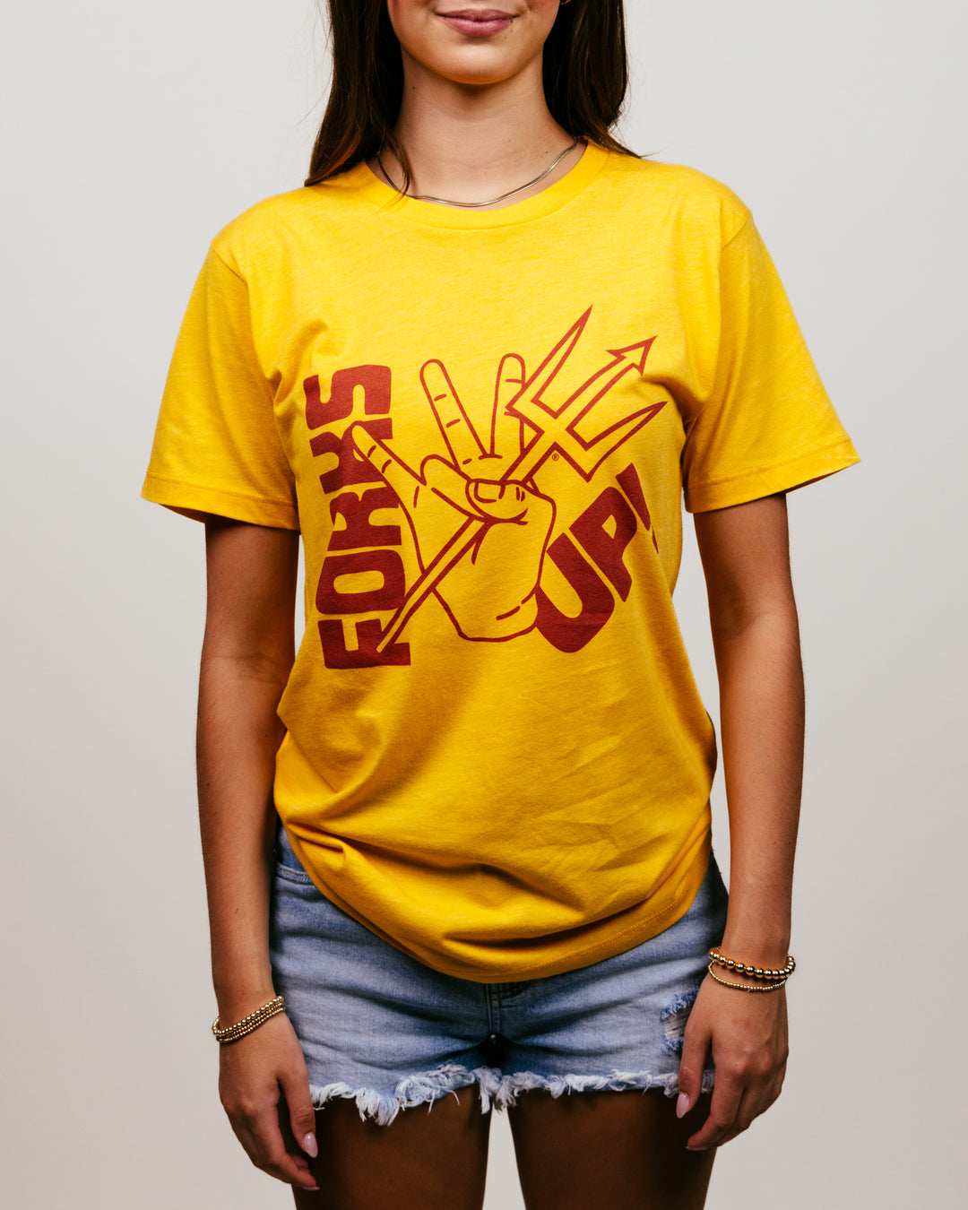 Arizona State Sundevils Forks Up Gold T-Shirt | CHARLIE HUSTLE