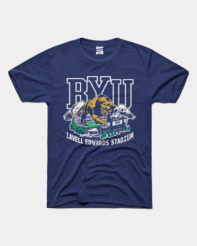 Navy BYU Cougars Lavell Edwards Stadium Vintage T-Shirt