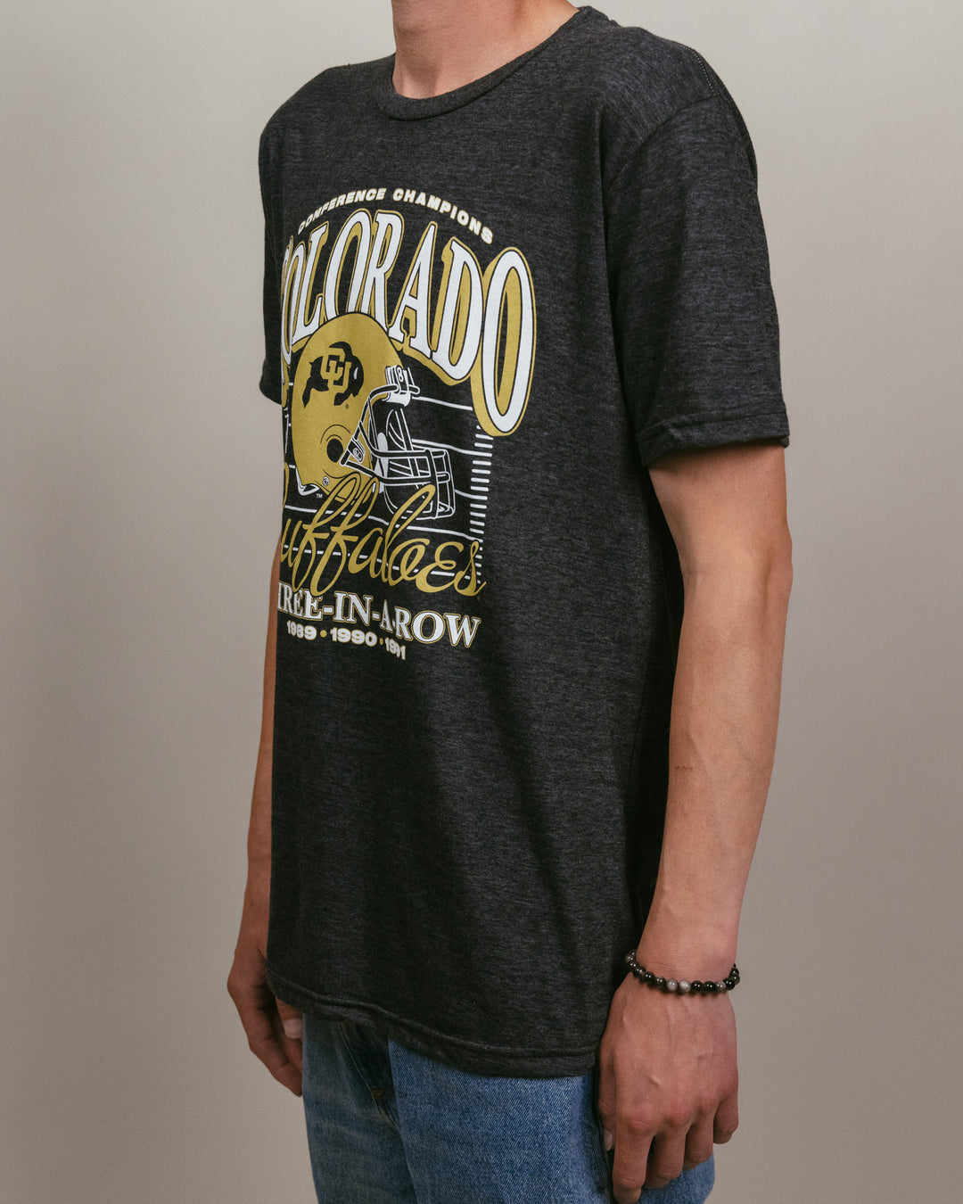 Colorado Buffaloes 3-Peat Champs Black T-Shirt | CHARLIE HUSTLE