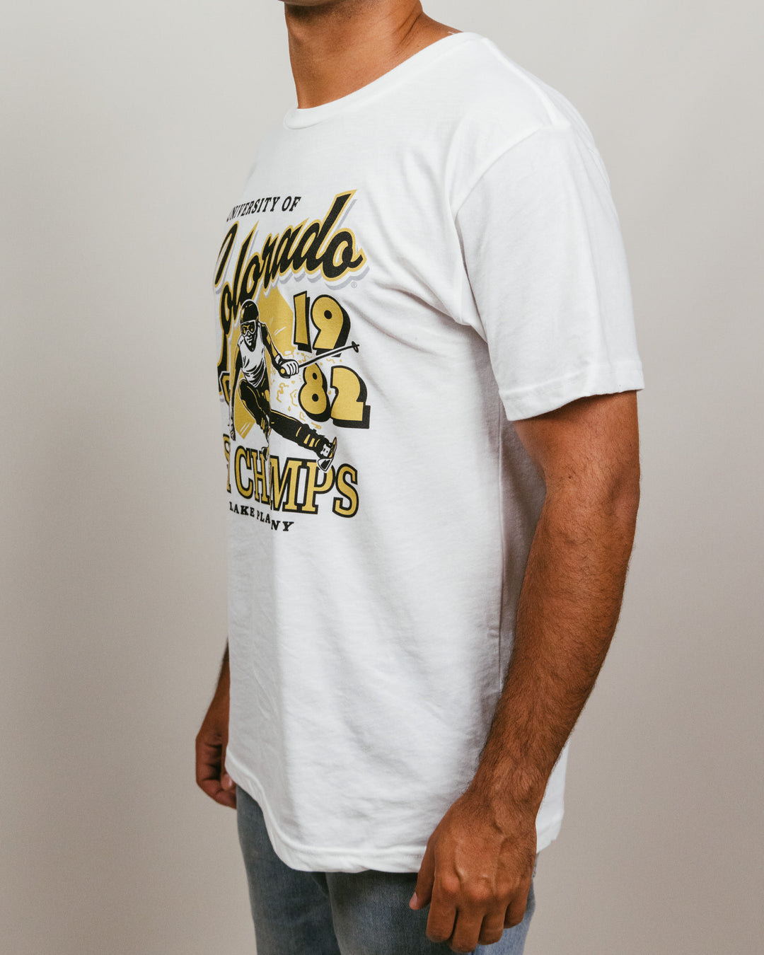 Colorado Buffaloes Ski Champs Vintage White T-Shirt | CHARLIE HUSTLE