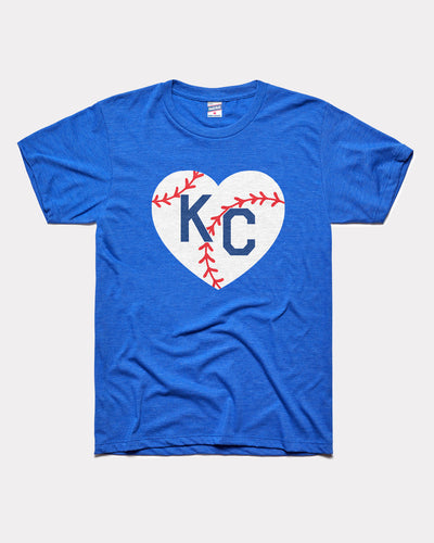 Royal Blue Baseball KC Heart Vintage T-Shirt