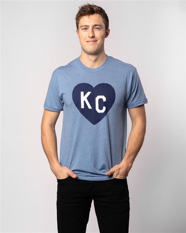 Light Blue KC Heart Vintage T-Shirt | CHARLIE HUSTLE