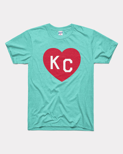 Teal and Red KC Heart Vintage T-Shirt