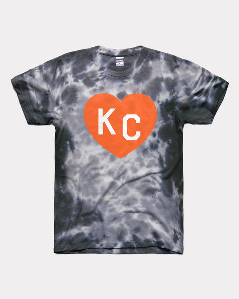 CHARLIE HUSTLE  KC HEART T-SHIRT - ROYAL BLUE & WHITE TIE DYE