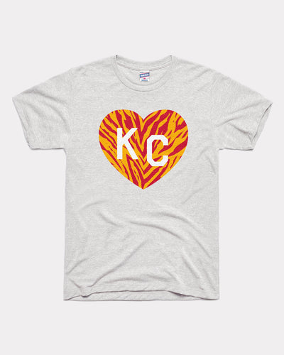 Ash Grey KC Striped Heart Vintage T-Shirt