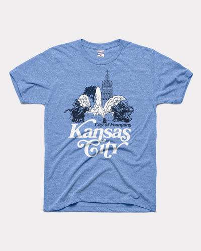 Light Blue City Of Fountains Kansas City Vintage T-Shirt