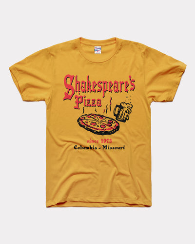 Gold Shakespeare's Pizza Columbia Missouri Vintage T-Shirt