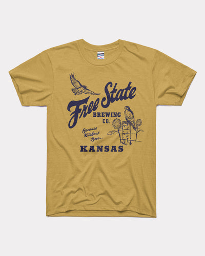 Old Gold Free State Brewery Lawrence Kansas Vintage T-Shirt