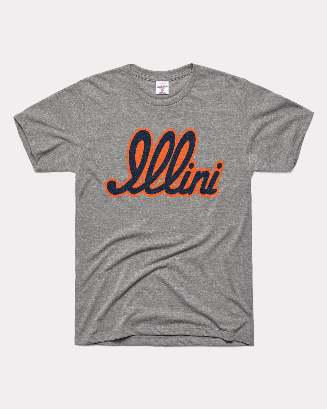 Illinois Illini Script Vintage Grey T-Shirt | CHARLIE HUSTLE