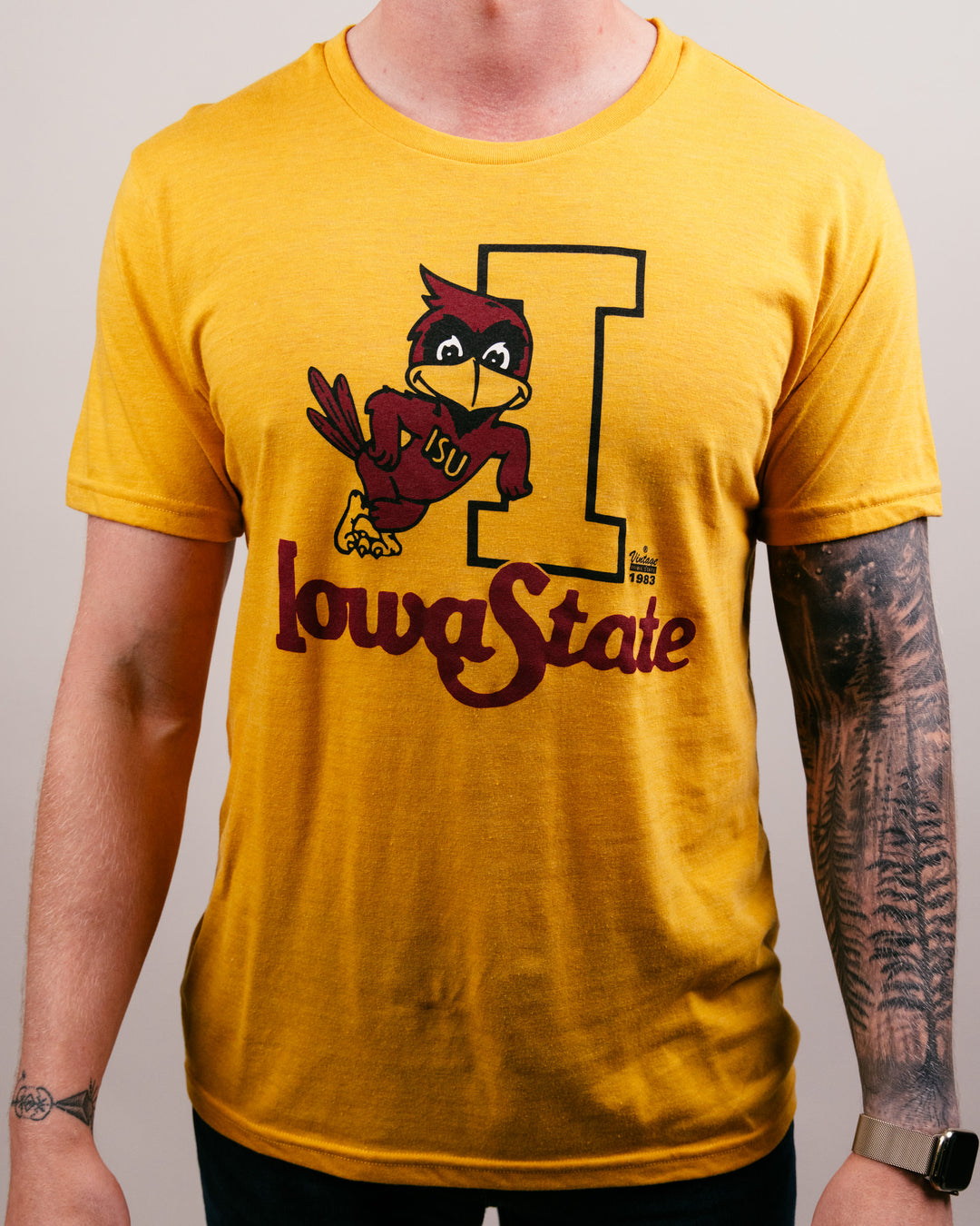 Iowa State Cyclones Leaning Cy Gold T-Shirt | CHARLIE HUSTLE