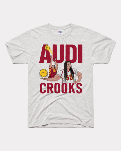 Ash Grey Iowa State Women's Basketball Audi Crooks Caricature Vintage T-Shirt