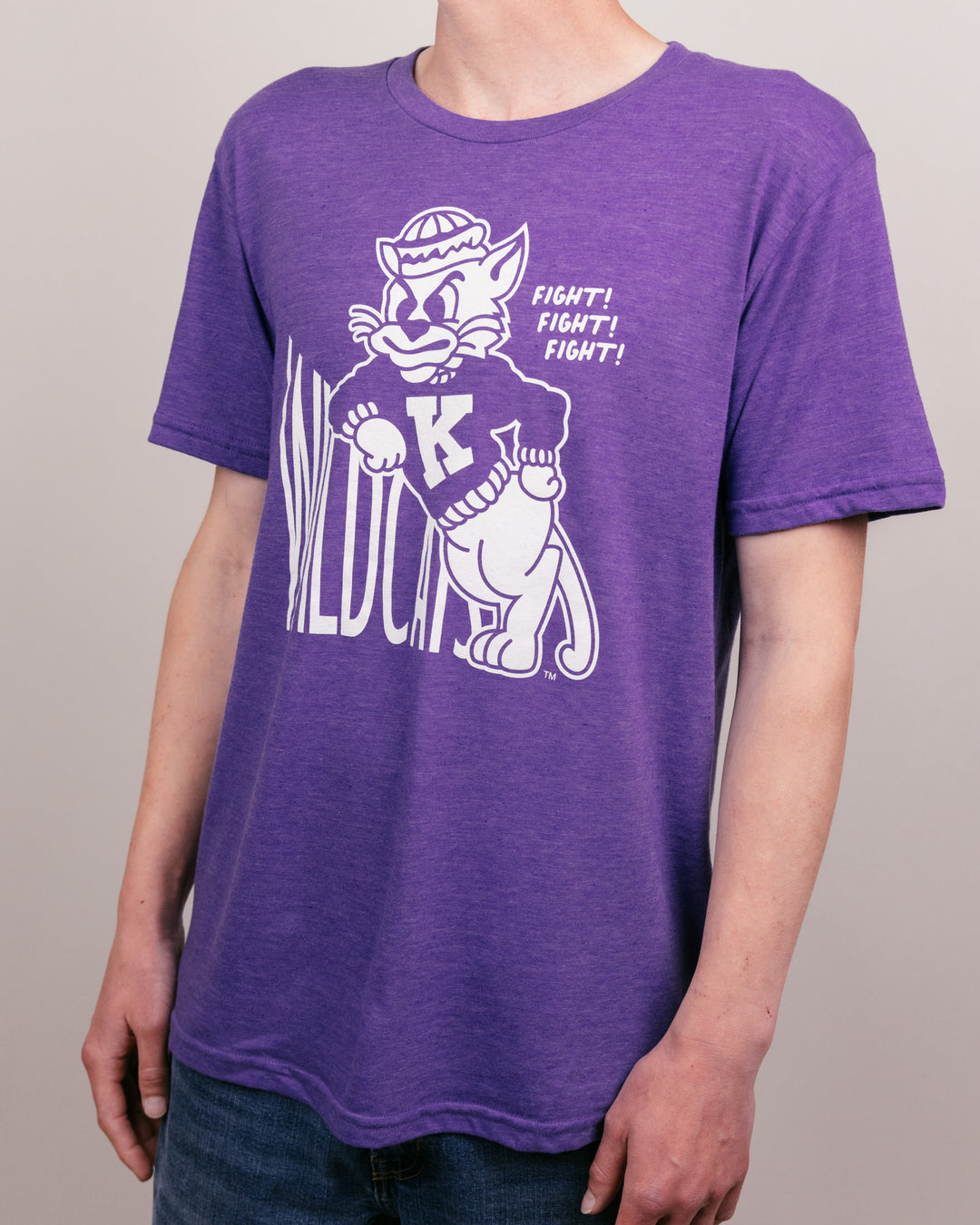 Fight! Leaning K-State Wildcat Purple T-Shirt | CHARLIE HUSTLE