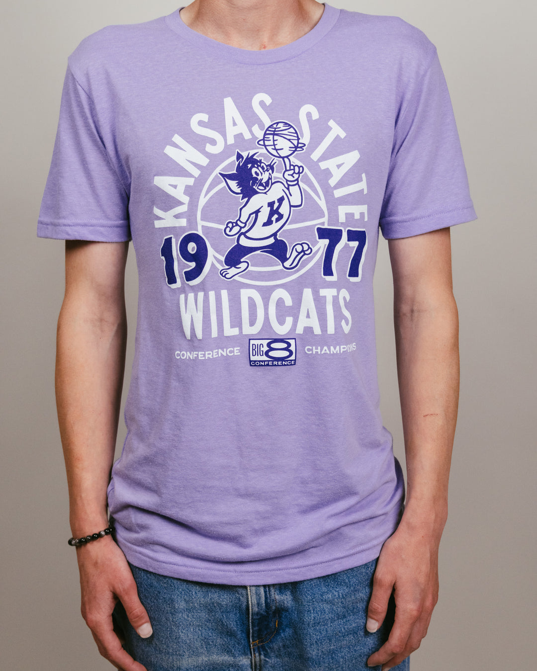 K-State Wildcats 1977 Big 8 Champs Lavender T-Shirt | CHARLIE HUSTLE