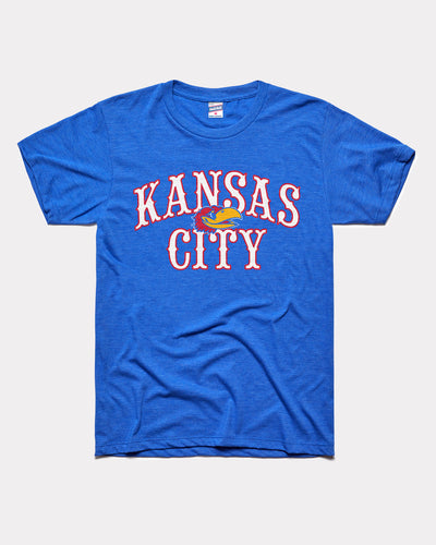 Royal Blue Kansas City Jayhawks Circus Font Vintage T-Shirt