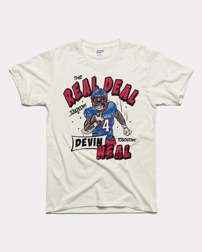 Devin Neal Kansas Jayhawks Football Caricature Vintage White T-Shirt