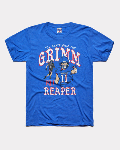 Royal Blue Luke Grimm Kansas Jayhawks Football Caricature Vintage T-Shirt