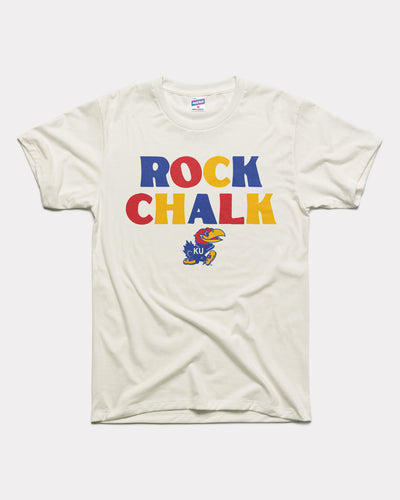 Kansas Jayhawks Rock Chalk Vintage White T-Shirt